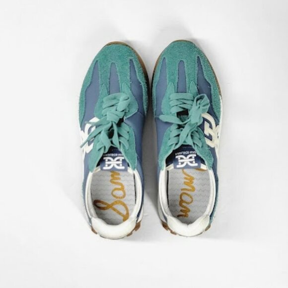 SAM EDELMAN Langley 3 Sneakers Green Blue Suede Leather Women’s Size 7.5 NWOB - Picture 4 of 8